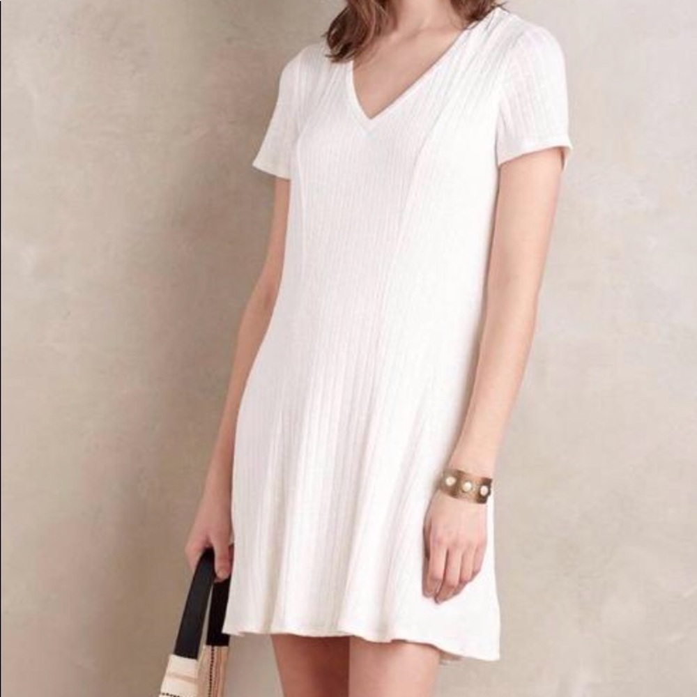 Anthropologie white t-shirt dress size XS petite
